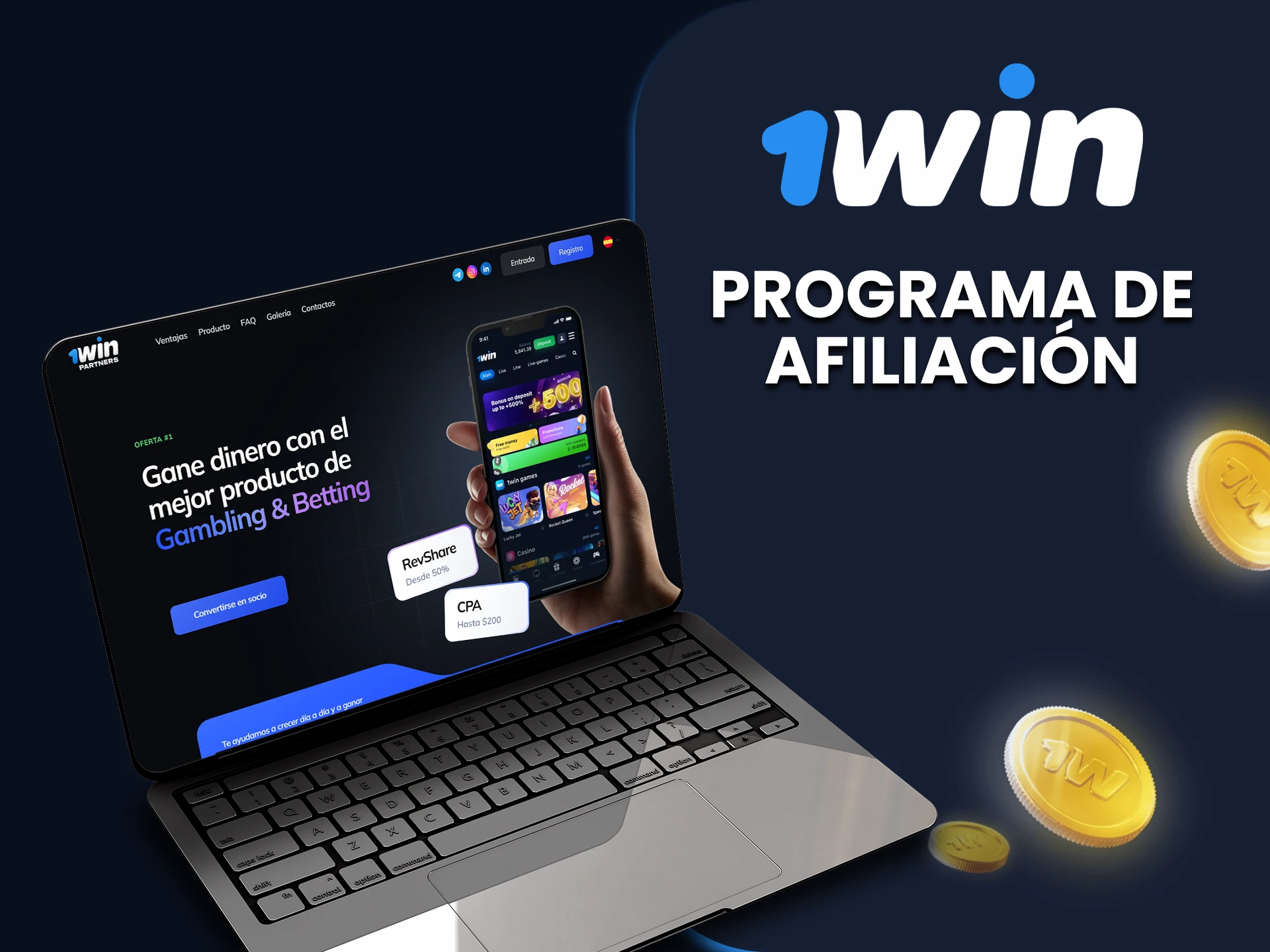 Participa en el programa de afiliados de 1win.
